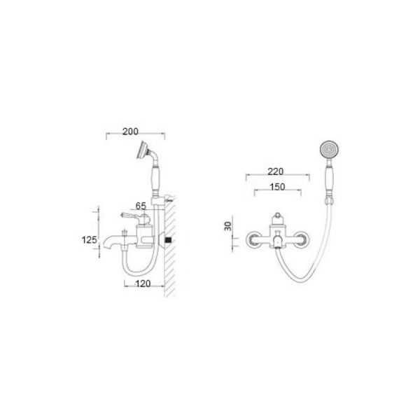 Смеситель для ванны Bronze de Luxe PERSE TB9055-PT, хром