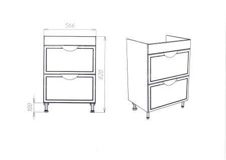 Тумба VIANT "Лима" COMO 60 2 ящика 430х560х820 (VLIM60CO-T2Y)