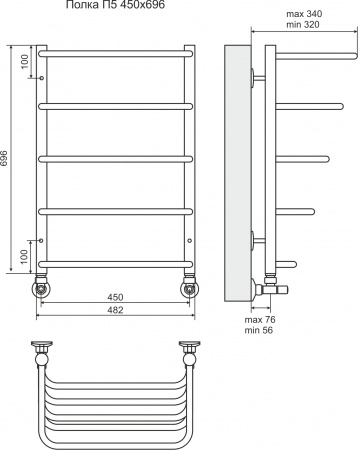 Полотенцесушитель Terminus Полка П5 450х696 46700307233147