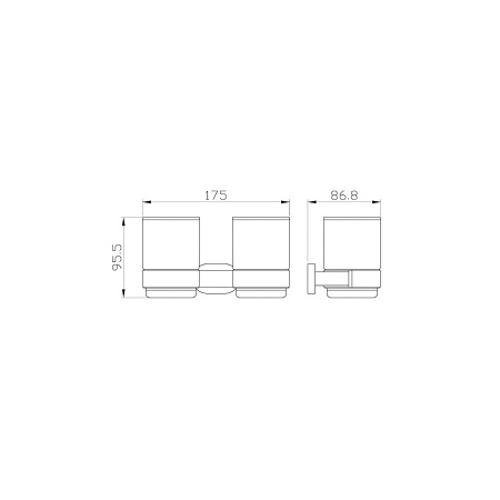 Два стакана для зубных щеток с держателем WONZON & WOGHAND, Хром (WW-8428)