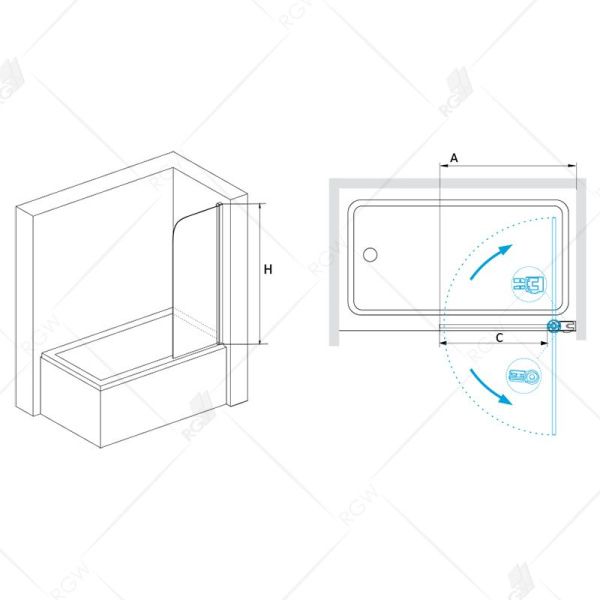 Шторка на ванну RGW SC-05 03110508-11 прозрачное стекло, хром