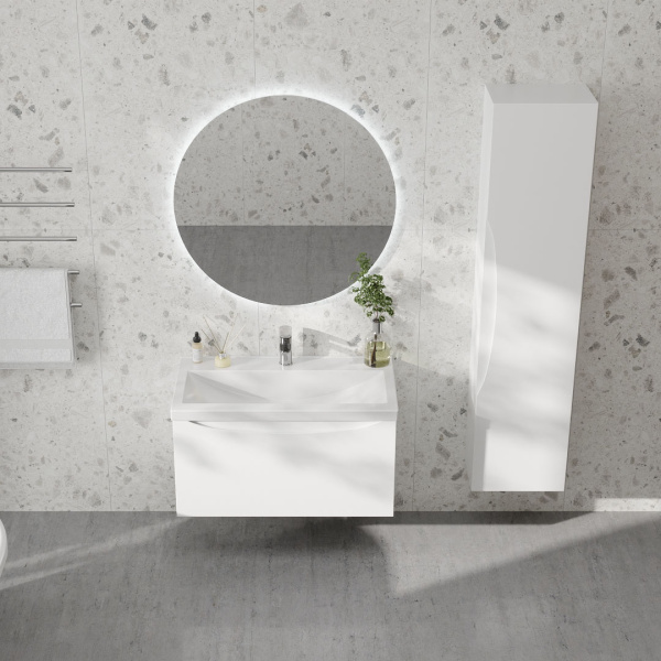 Тумба под умывальник Belux Берген подвесная 80-01 белый глянцевый