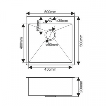 Мойка Melana 5050 ProfLine 3,0/200 САТИН ЗОЛОТО врезная квадратная D5050HG