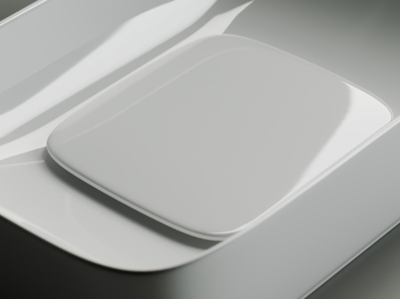 Умывальник чаша накладная прямоугольная с керамической накладкой на сливное отверстие Ceramicanova Element 600*375*145мм, Белый, CN5021