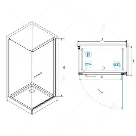 Душевой уголок RGW PA-48 (PA-03 + Z-050-1 + держатель) 04084890-011 100х90х185 см, хром