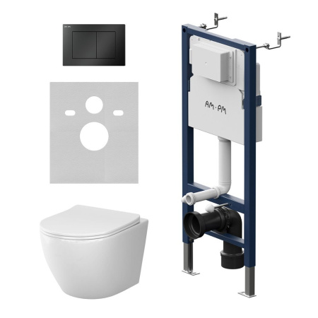 IS90238.801900 Инсталляция с клавишей PrimeFit S, мат.черный, с подвесным унитазом Like Aquaspin с сиденьем м/лифт