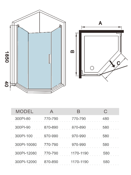 Душевая дверь WeltWasser WW 300PI-90