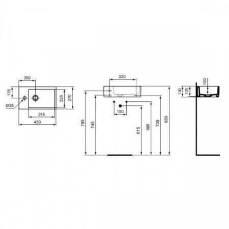 Умывальник Ideal Standard Strada K081701 45x27 см