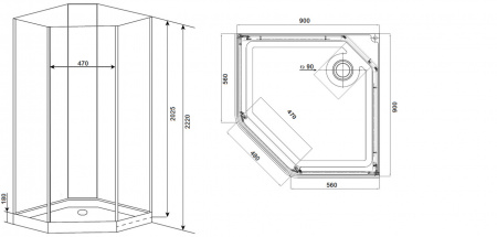 Душевая кабина Timo Premium ILMA  Black 709 90x90x222