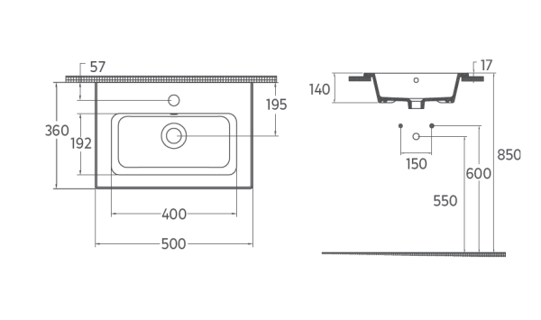 Раковина накладная ISVEA Sistema 50см ., цвет белый глянец 10SL50050SV