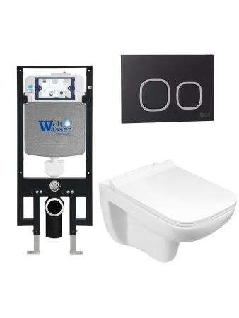 Унитаз с инсталляцией WeltWasser AMBERG 497 + KEHLBACH 004 GL-WT + AMBERG RD-BL