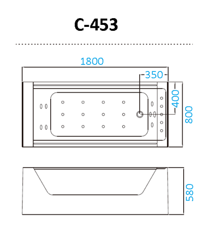 Акриловая ванна Cerutti SPAC-453  гидромассажная  180x80x58