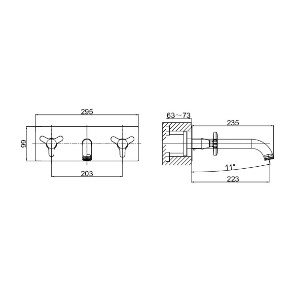 Встраиваемый смеситель для раковины D&K Hessen DA1384441, хром
