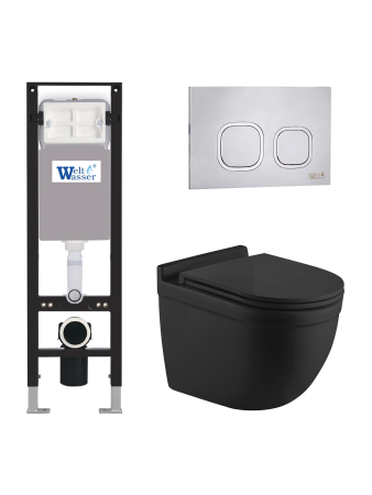 Комплект инсталляции с унитазом Weltwasser AMBERG 350 + HEIMBACH 043 MT-BL + AMBERG RD-MT CR