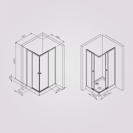 W94G-403-10080-BТ Душевое ограждение AM.PM X-Joy Square Slide 100х80, черный, прозрачное