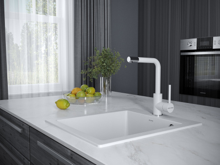 Смеситель для кухни Paulmark HONNER Ho212018-431TW, белый матовый полностью