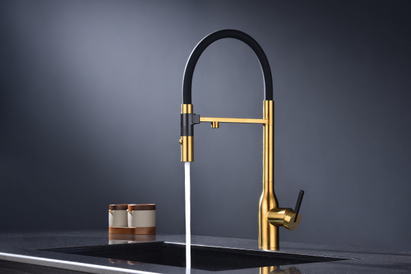 Смеситель для кухни Paulmark MAGNETO ONE Ma213188-BG, брашированное золото