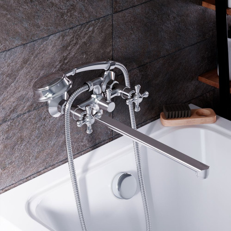 239500000 Retro Смеситель для ванны и душа AM.PM с длинным изливом, душ.гарнитуром