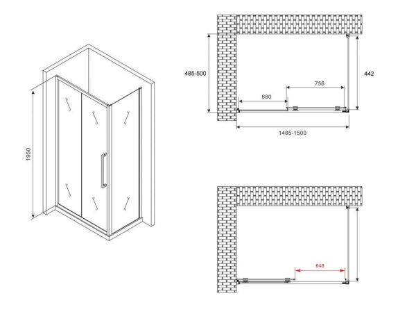 Душевой уголок ABBER Schwarzer Diamant AG30150MH-S50M