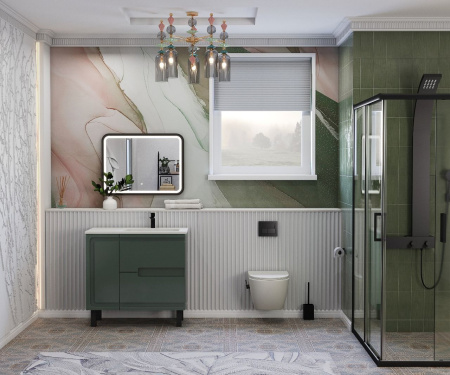 Тумба под раковину Taliente Cevia TA-MBC-90PR(R)-grigio verde 90 см подвесная