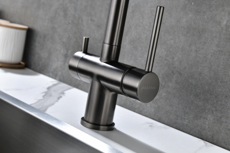 Смеситель для кухни Paulmark SERPENTINE Se213222-GM, вороненая сталь