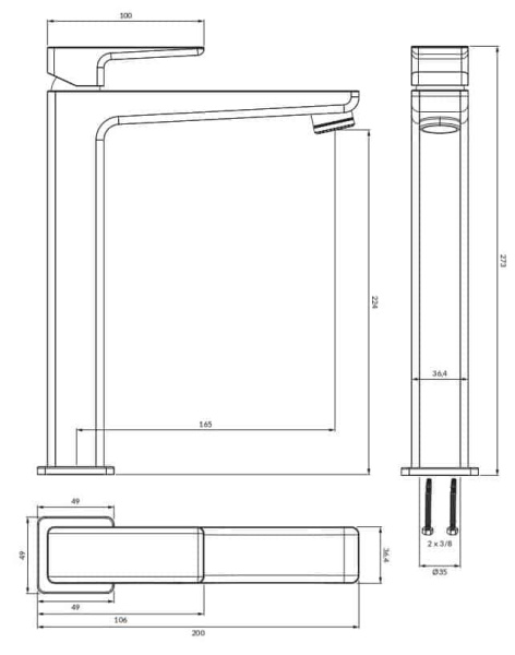 Смеситель для раковины OMNIRES Parma PM7412/1IN