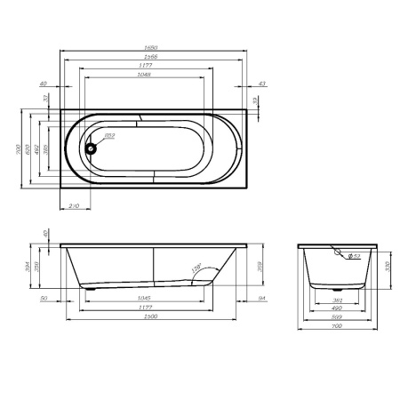 W94A-165-070W-A X-joy Ванна акриловая AM.PM 165х70 см