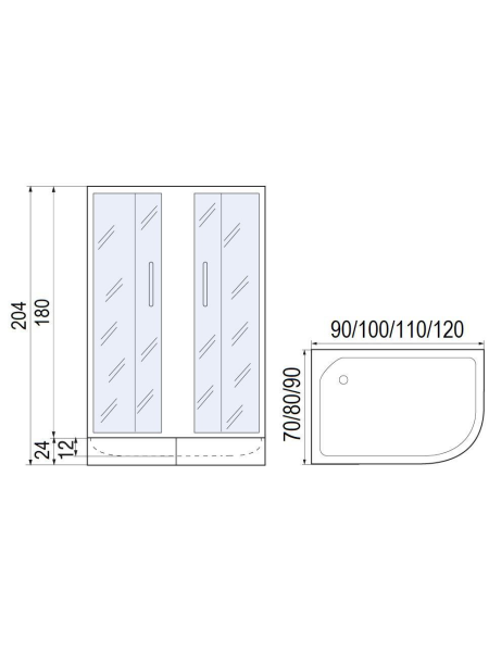 Душевой уголок МОНОМАХ МОНОМАХ ДУ 100/80/180 МЗ BL