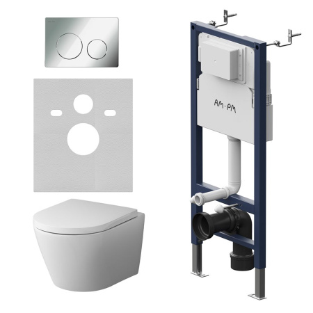 IS90151.741701 Инсталляция с клавишей PrimeFit L глянц хром с подвесным унитазом Sense FlashClean с сиденьем м/лифт