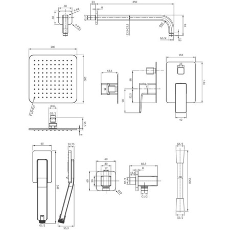 Душевая система Omnires Parma SYS PM10BL