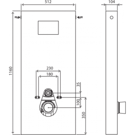 Сантехнический модуль для приставного унитаза Oli QR-box Floor 051383 под механическую панель слива