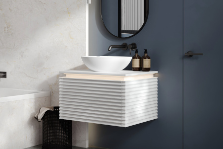 Тумба под умывальник Belux Дубай подвесная 68 с подсветкой, белая матовая