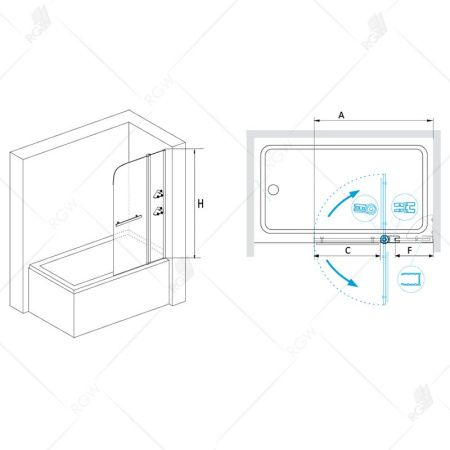 Шторка на ванну RGW SC-08 03110810-11 прозрачное стекло, хром