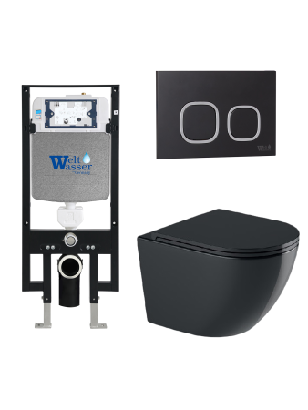 Комплект инсталляции с унитазом Weltwasser AMBERG 497 + MERZBACH 043 GL-BL + AMBERG RD-BL