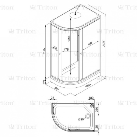 Душевая кабина Triton Риф А3 ДН4 120х80 правая, поддон низкий, стекло шиншила