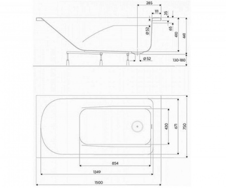 Акриловая ванна Kolo Comfort Plus XWP1451000 150х75 с ручками