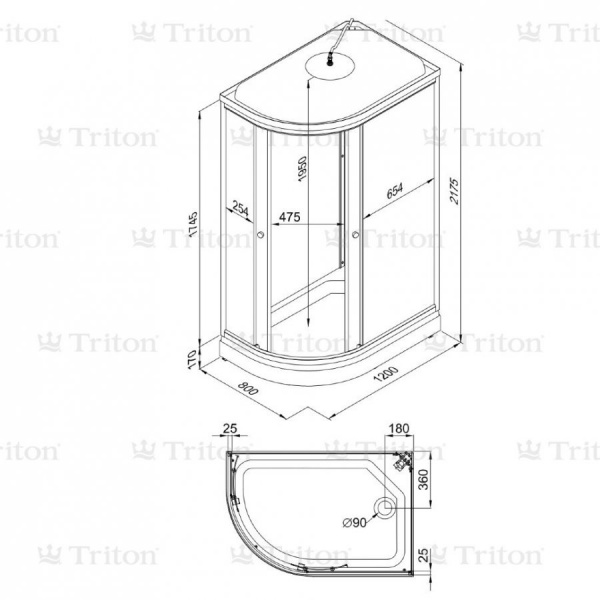 Душевая кабина Triton Риф А3 ДН4 120х80 правая, поддон низкий, стекло шиншила