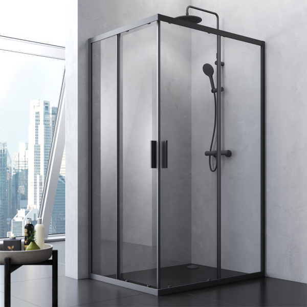 W93G-404-120290-BT Gem S Twin Slide Душевое ограждение AM.PM 120x90, профиль черный мат