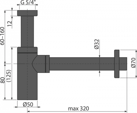 Сифон для умывальника AlcaPlast A400BLACK