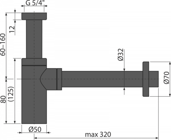 Сифон для умывальника AlcaPlast A400BLACK