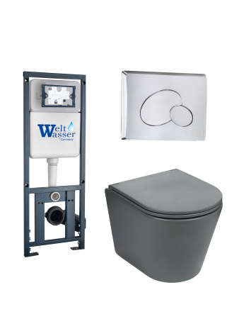 Комплект инсталляции с унитазом Weltwasser MARBERG 410 + SALZBACH 043 MT-GR + MAR 410 RD-CR