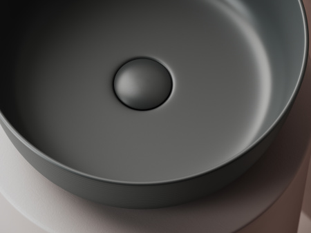 Раковина накладная круглая Ceramicanova Element 356*356*135, темный антрацит матовый, CN6073MDH