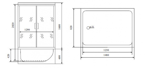 Душевая кабина Timo Lux TL1505 148x82x220