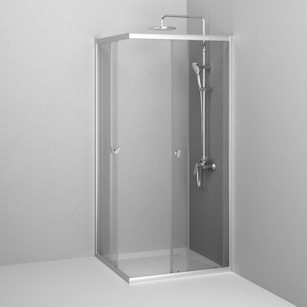 W87G-403-9090-MT Sunny Душевое ограждение AM.PM квадратное, раздвижн двери 90x90 серебро,стекло прозрачное