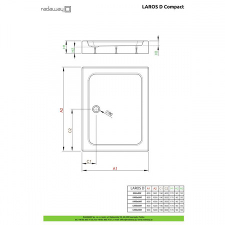 Душевой поддон Radaway Laros D Compact 100x90 SLD91017-01
