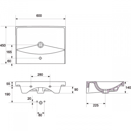 Умывальник City 60 мебельный