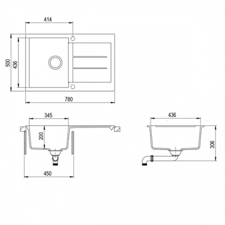 Кухонная мойка AquaSanita Tesa SQT 101 222 AW graphite