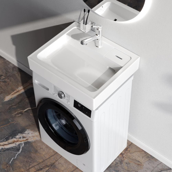 M85WCC0601WG050 X-Joy, Раковина над стиральной машиной AM.PM, керамическая, 60x50 см, белый глянец