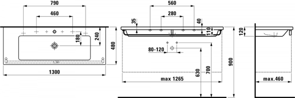 Умывальник Laufen Living Square 8164360001081 130x48x12