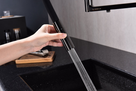 Смеситель для кухни Paulmark TORNADO To213402-GB, глянцевый черный